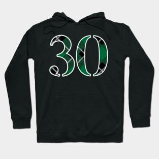 30 Sports Jersey Number Green Black Flannel Hoodie